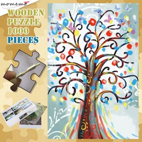 Colorful Tree 300 500 1000 Pieces Wooden Puzzles for Adults Kids Toys 1000 Pieces Wooden Jigsaw Puzzle Customized Toy Nice Gifts