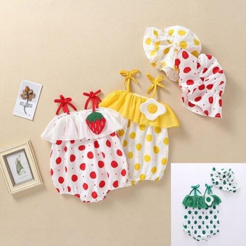 Summer Newborn Baby Bodysuiy Cut Lovely Fashion Clothes 2Pcs Cap+Bodysuit 100% Cotton Kids Infant Clothing Costume Girl Kids