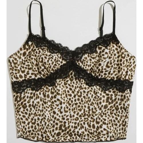 Summer Tops Women 2021 Leopard Print Croptop Vest Fashion Vest Lace Camisole Sexy Sleeveless Tops Ropa Para Mujer