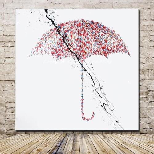 Mintura Hand Painted Abstract Umbrella Oil Paintings On Canvas Modern Art Posters Wall Pictures For Living Room Hotel Decoration
