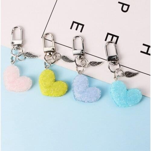 Fashion Love Heart Keychain Rhinestone Beads Key Ring Handbag Hanging Pendant Keyring Charms Bag Car Key Holder Jewelry