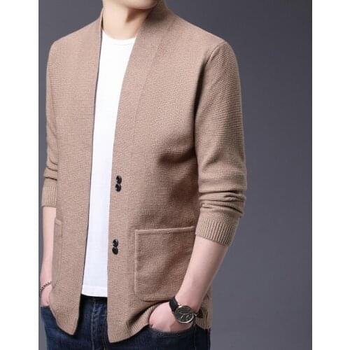 High Quality Cardigan Men Fashion 2020 Korean Slim Fit Men Casual Sweaters V Neck Front Pocket Business Sweater Men Clothing 3XL