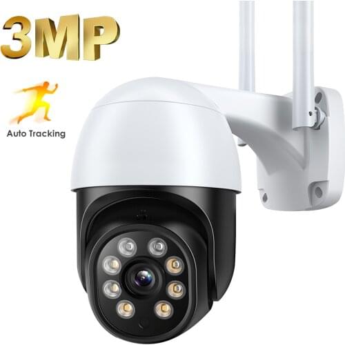 3MP PTZ IP Camera Outdoor Auto Tracking Two way Audio Wireless Camera External Wifi Security Camera Video Surveillance