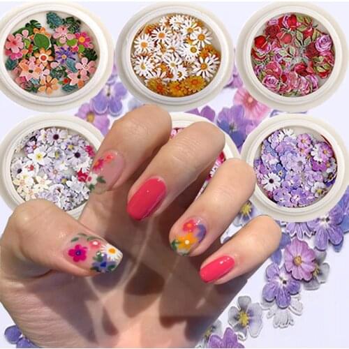 9 Styles Flower Wood Pulp Sheet Nail Sticker Daisy Sakura Nail Jewelry Patch 3d Nail Art Decorations Nails DIY Accessoires