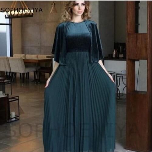 New Arrival High Neck Velvet Dubai Evening dresses 2021 Chiffon Skirt Party Evening gown Vestido de fiesta de boda