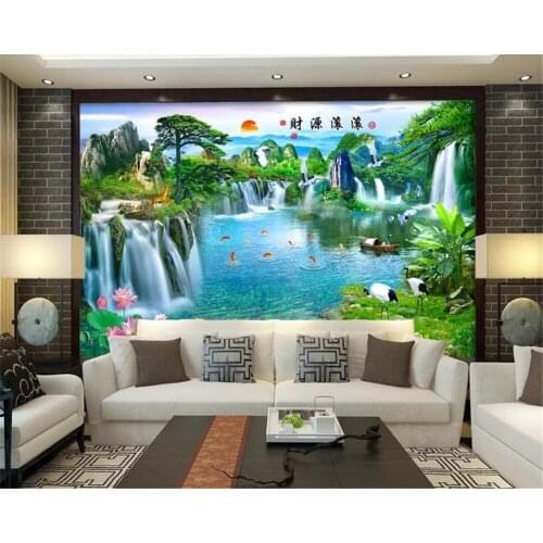 Beibehang wallpaper 3d on the wall Custom wall stickers landscape scenery money TV sofa wall decoration wallpaper Vinyl wall