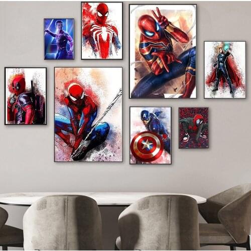 Marvel Avengers Canvas Painting Spiderman Captain America Posters and Prints Wall Art Pictures for Living Room Home Decoration