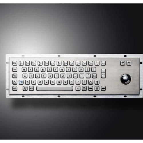 IP65 65 Keys Industry 304 Stainless Steel Metal Keyboard With Trackball Mouse Accept Customized Layout
