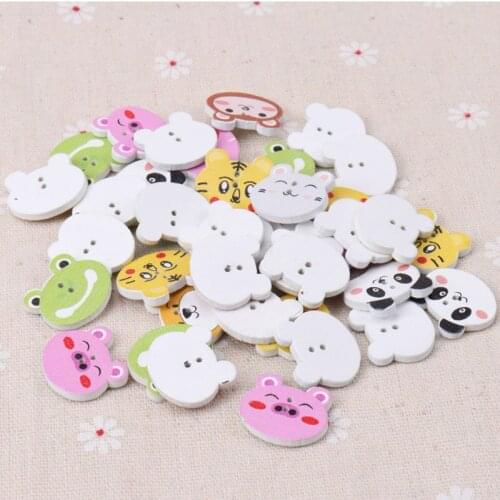 Button accessories for childrens clothes Cartoon Animal Wooden Buttons Botones Handmade Accessories Decoration 20mm 20pcs