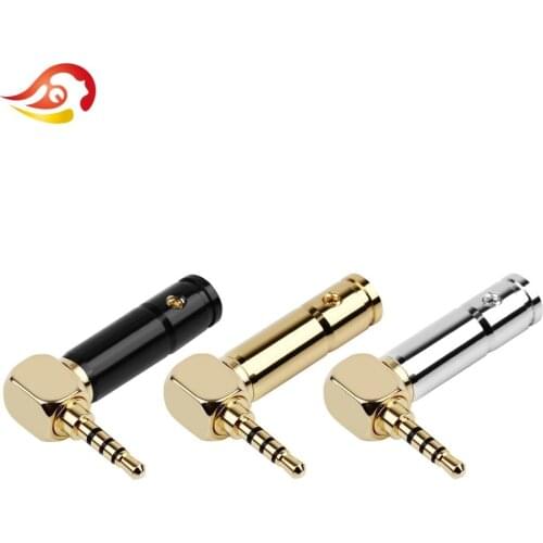 QYFANG 2.5mm Earphone Plug Audio Jack 4 Poles Metal Splice Adapter HiFi Stereo Headset 90 Degree Bend Solder Line Wire Connector