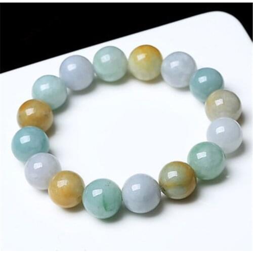 Certificate) Natural light Green Myanmar Jades Round Bead Bracelet Single Lap Hand String Bangles Woman Men Fashion Jewelry
