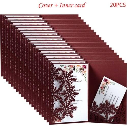 20pcs/set Snowflake Invitations Greeting Card Delicate Carved Holiday Merry Christmas Party Supplies