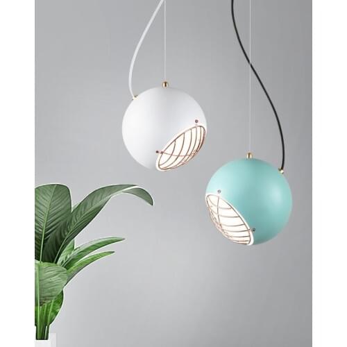 Modern LED Pendent Lights Creative Iron Spherical Lampara Lighting Fixtures White Bedroom Living Room Hanging Lamp Luminaire