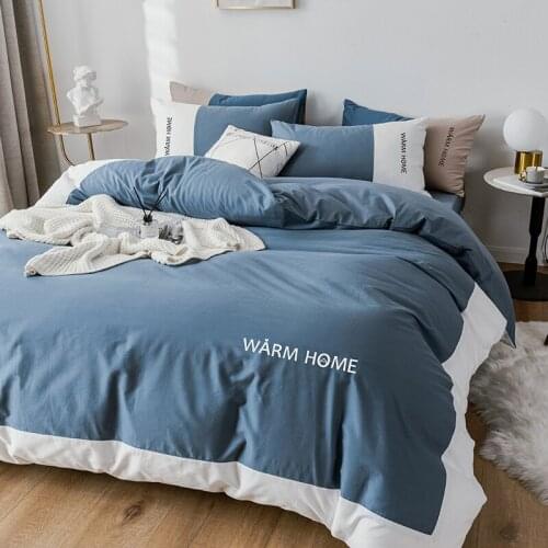 Solid Color Blue White Bedding Set Bedspread Duvet Quilt Cover Set Bed Flat Sheet Dormitory Bed Linens Single Queen King Size