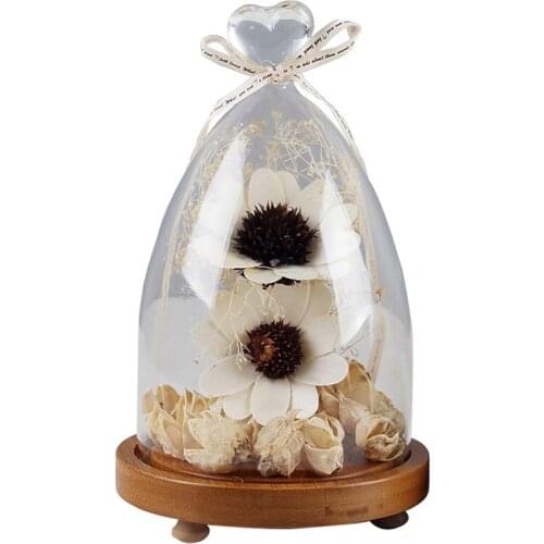 European Dry Flower Bowknot Glass Cover Ornament Creative Glass Home Decoration Accessories Living Room Bedroom Decoration Craft