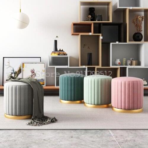 Makeup stool Nordic dressing table stool light luxury makeup chair bedroom sofa shoe replacement footstool dressing stool fabric