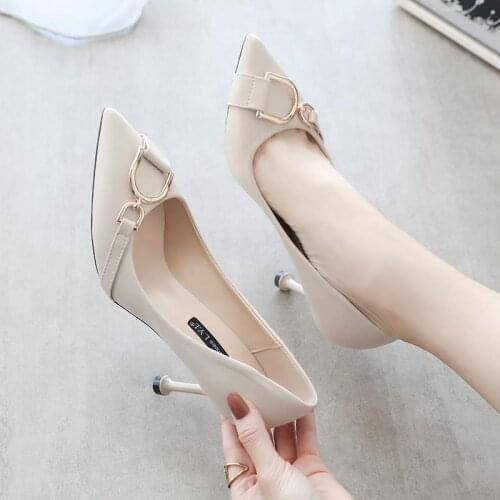 Soft Leather High-heeled Women Pumps Style Stiletto Female Pumps Spring and Autumn Fashion All-match Women High Heels Shoes