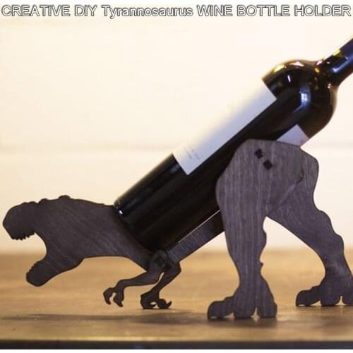 Creative Wooden Tyrannosaurus Wine Rack Bottle Holder DIY Storage Rack For Party Bar Home Kitchen Decoration Ornaments