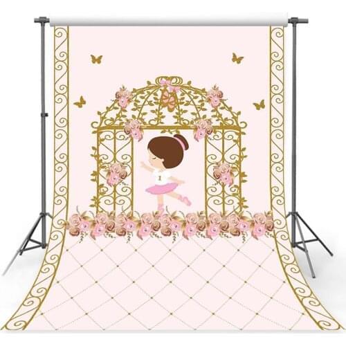 MEHOFOTO Vinyl Photography Background Birthday Party Princess Pink Rose Floral Dancing Girl Kids Photocall Children Photo Studio