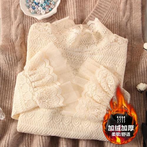 Women Shirt Blouse Plus Size Turtleneck Lace Womens Mesh Autumn Winter Coat Blusas Ropa De Mujer