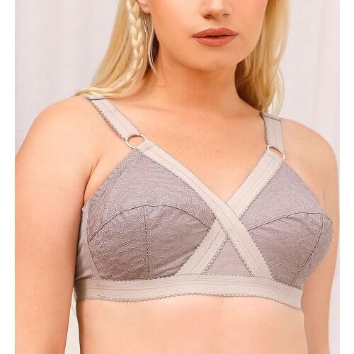 Plus Size Lace Bra Women Unlined Full Coverage Ultra Thin Wireless Adjusted-straps Big Minimizer Bras A B C D DD E F