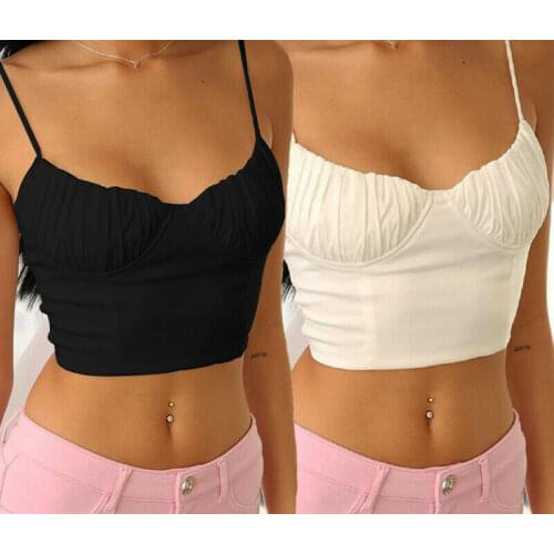 Camis Sleeveless Push-up Bandage Cropped Vest Solid White Black Short Tee Night Club Wear Summer Women Sexy Crop Tops