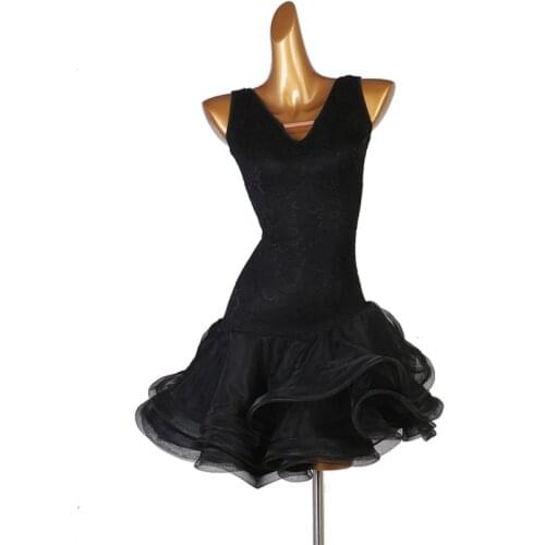Latin dress competition dresses junior kids women samba rumba tango latin dance dress r black fringe lq160