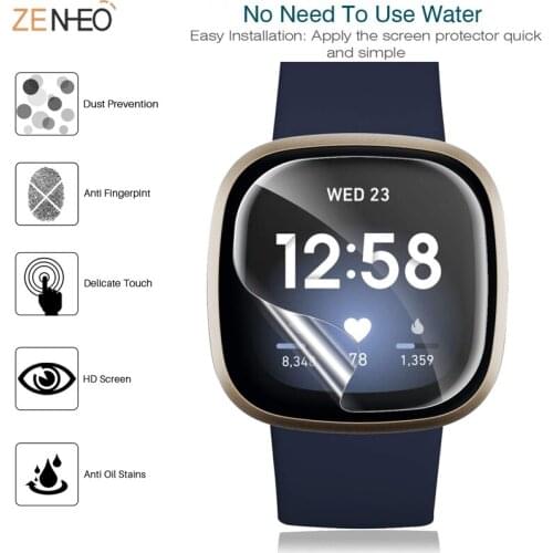 2pcs Soft Hydrogel Screen Protector for Fitbit Versa 3 Full Coverage Un-thin Protective Film for Fitbit Watch Versa 3