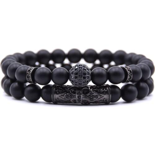 2020 Trend Men Natural Black Matte Stone Bead Tibetan Buddha Bracelet For Boy Jewelry Gift