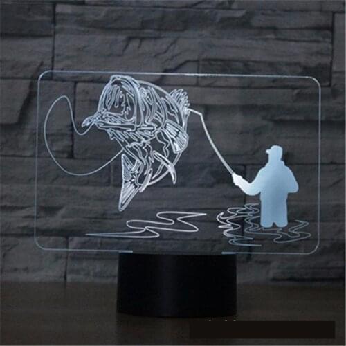 Fishing 3d Led Night Light 7 color Touch Led Visual Usb Led 3d Light Fixtures Gift Decoration Table Lamp