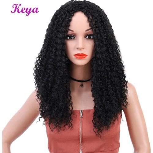 Afro Wigs 18 Inch Long Afro Kinky Curly Wigs 1B Color African Hair style Synthetic Wigs for Black Women