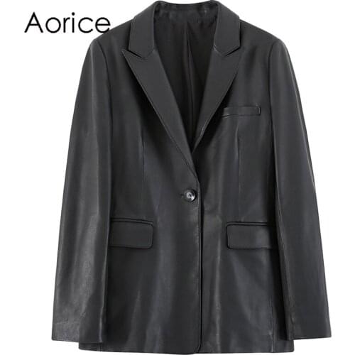 Aorice Women Genuine Leather Jacket Coat 2021 Brand New Female Real Sheep Leather Jackets Coats CT104