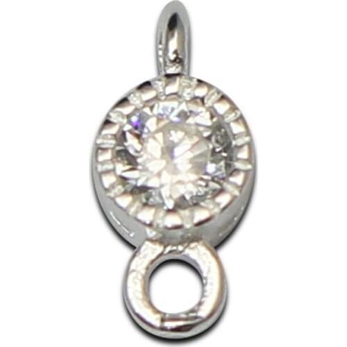 Beadsnice 925 Sterling Silver Fashion Jewelry Double Zircon Connector Diy Design Wholesale Supply ID36309smt4