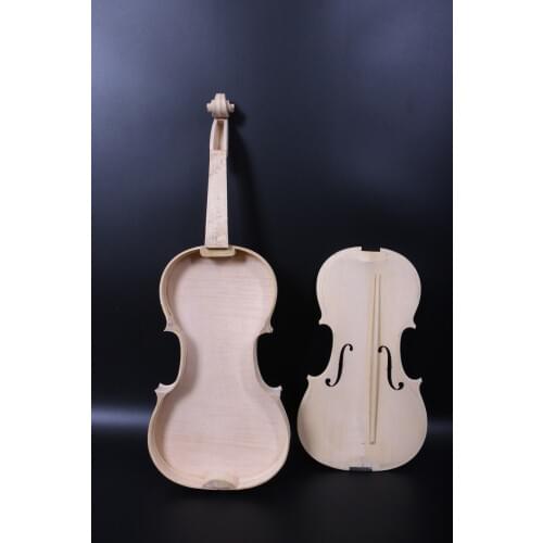 White Unfinished Violin 4/4 Flame Maple Spruce Stradivari One Piece Wood