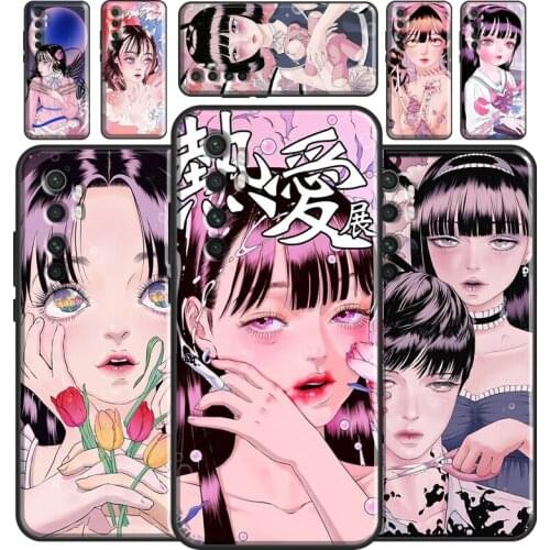 Cartoon Girl Aesthetic Case For Xiaomi Mi 11 Lite Ultra 9 10 9T 10T Pro A3 POCO F3 F1 F2 M3 X3 Pro Bumper Cover
