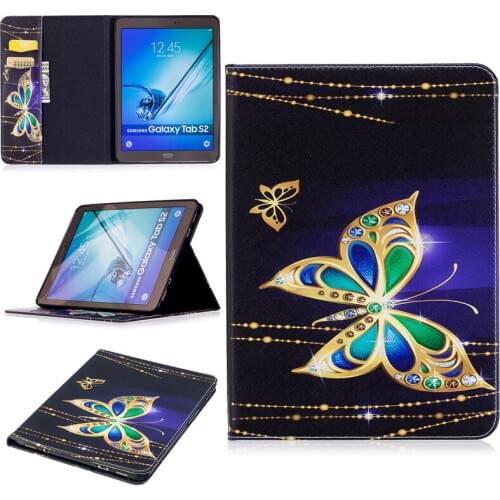 Colored Drawing PU Leather Tablet PC Cases with Kickstand For Samsung Galaxy Tab S2 9.7 T810/T815C Tablet Case with Card Holders
