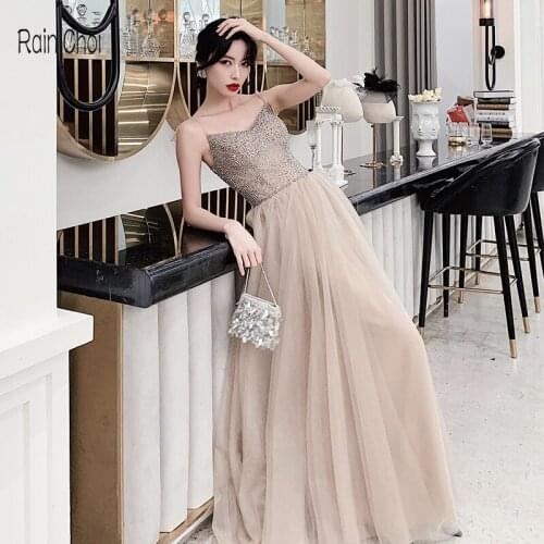 Long Prom Dresses Floor Length Graduation Party Gowns Sequins Formal Evening Dresses