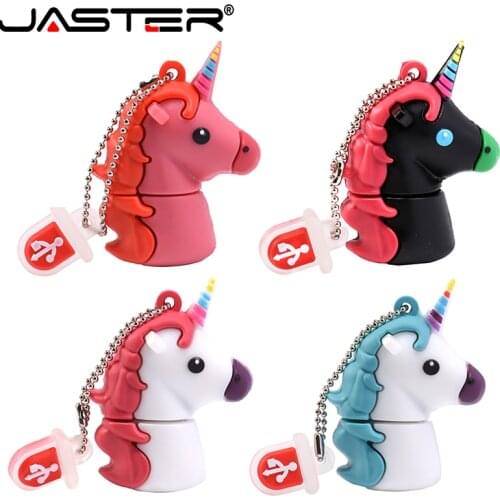 JASTER USB 2.0 cartoon cute hippocampus unicorn horse flash drive real shot pen drive 4G 8G 16G 32G 64GB USB flash drive