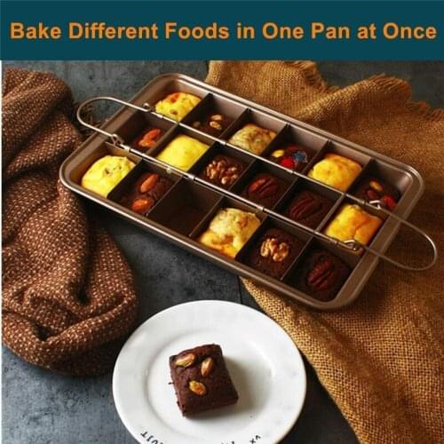 Brownie Pan Bread Cake Pans Baking Dishes Non-Stick Bakeware Square Lattice Dessert Cake Chocolate Mold Kitchen Baking Pan