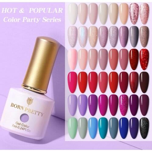 BORN PRETT Gel Nail Polish All For Manicure Purple Color 7ml Soak Off UV LED Semi-Permanan Colorful Glitter Varnish Top Coat