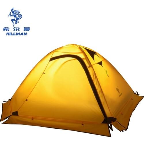 Hillman 20D silicone nylon 4season outdoor mountain climbing tent 2PLUS with snow skirt camping light weight tent