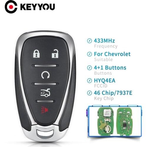 KEYYOU Smart 5 Button Remote Car Key 433MHz ID46 Chip for Chevrolet Camaro Equinox Cruze Malibu Spark HYQ4EA with emergency key