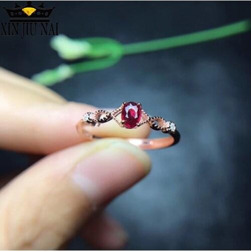 Simple and lovely delicate rose gold ring red zircon ladies party jewelry gift elegant temperament female engagement ring