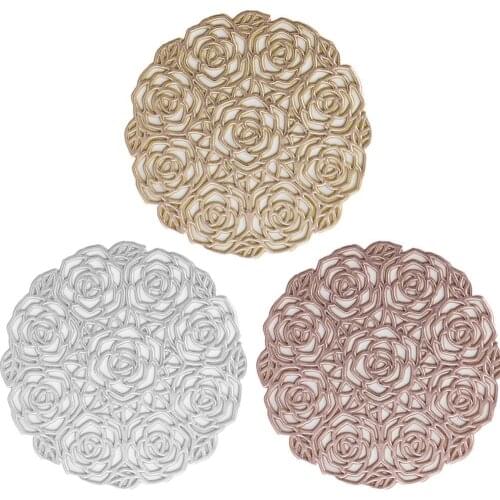 Nordic Style Cup Mat Rose Shape Coaster PVC Thermal Insulation Pad Household Anti Scalding Pad Bowl Mats Decorative Pad