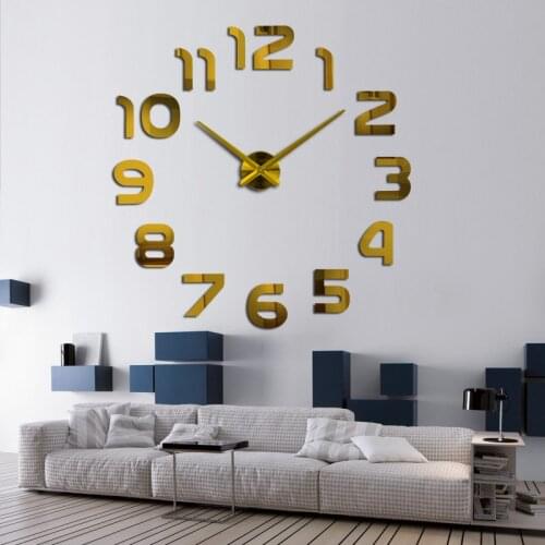 Sell well home decoration quartz wall clock Living room wall DIY stickers mirror effect Europe style still life