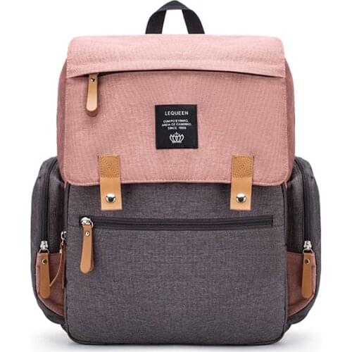 Lequeen Mommy Diaper Bags fashion Mother Large Capacity Travel Nappy Backpacks with changing mat Convenient Baby USB Bags LPB26