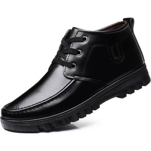 Leather Men Boots Winter Super Warm Mens Snow Boots Men Winter Work Casual Safety Shoes man Rubber Ankle Boots hommes chaussure