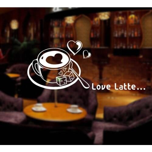 Coffee Latte Shop Sticker Bean Decal Cafe Cup Vinyl Art Wall Decals Decor Mural Decoration Break Coffee Glass Decals CAFE1011