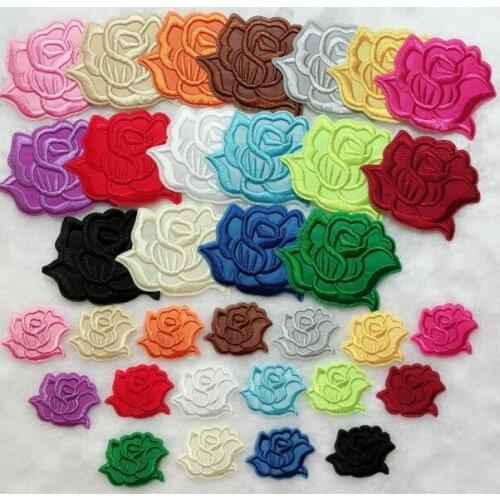 50psc/Lot Embroidery Patches Letters Clothing Decoration Accessories Flowers Colorful Pudding Diy Iron Heat Transfer Applique