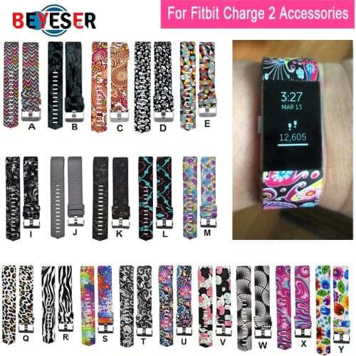 New Arrival Colorful Fashion Sports Silicone watchband Bracelet Straps Band wristband For Fitbit Charge 2 Pattern Wrist Strap